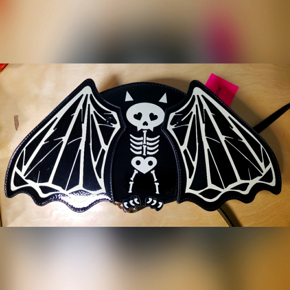 Betsey Johnson glow in the dark vampire bat purse
